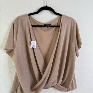 Fashion Nova Beige Wrap Blouse